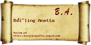 Báling Anetta névjegykártya
